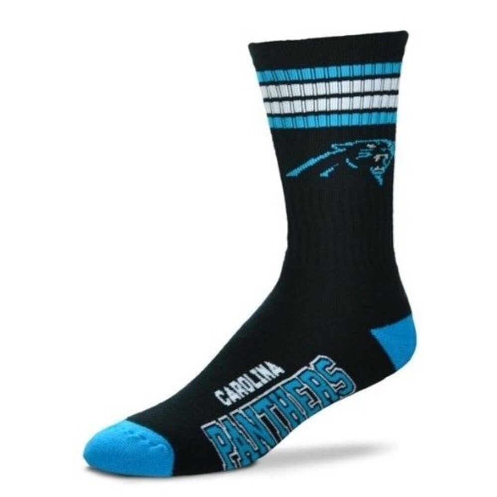 Carolina Panthers Logo 4 Stripe Crew Socks NFL Football Unisex Large